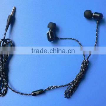 in ear metallic tangle free wires earbuds /earphone and braided wire earphone for mp3