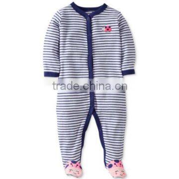 China Wholesale Customed Baby Girls Casual Stripe Print Coverall Romper