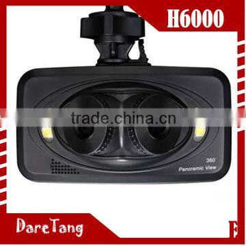 factory direct 2.7 inch 720p with built-in G-sensor 360 3 lens degree car dvr camera