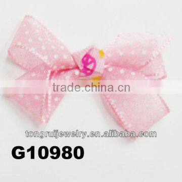 Beautiful polka dot soft pink voile make ribbon bow