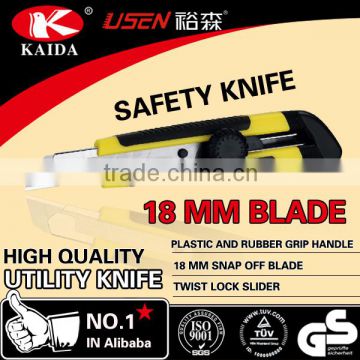 Stationery 18 mm Sliding Blade Plastic with rubber grip handle Utility Knife