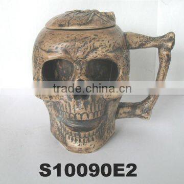 halloween skull design ceramic beer steins with lid new beer mug
