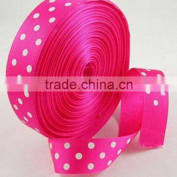 HOT SALE Fushia Dots Personalized Printing Satin Woven Fabric Ribbon, Woven Ribbon, Fabric Ribbon