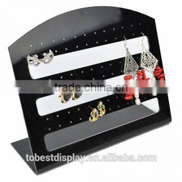 hot curved black 3 tiers L shaped acrylic jewelry holder/earring holder/earring display stand manufacturer