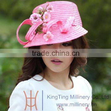 Summer / Spring Beautiful Pink Straw Hats For Young Lady photo-5