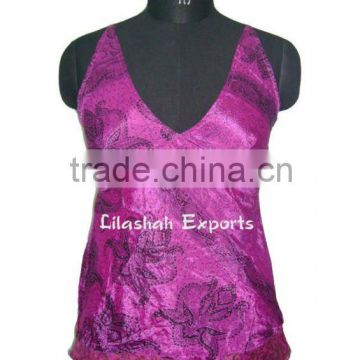 2025 Beachwear Tops Silk Summer Tops Silk Sari Tops vintage Silk Vintage Tops Tank Top Silk Summer Top blusa Seda Tirante