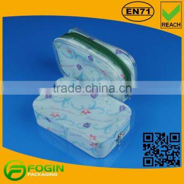 pvc custom printed cosmetic bag with zipper