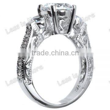 New 925 Silver cz Three Stone Ring ,engagement Ring Set photo-3
