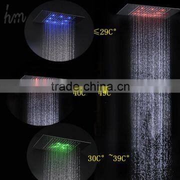 500*360mm 304ss temperature control led color rainfall shower head luxury bathroom accessories shower for bath