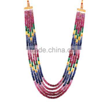 The Gopali Jewellers multi color precious gemstone strand necklace precious strand necklace