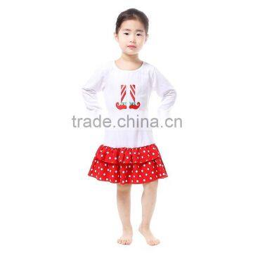 wholesale Christmas dress for baby girls hot sale one pieces lovely cotton Christmas frock design