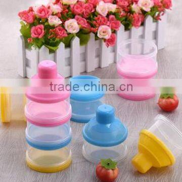 Promotion Bpa free non-toxic 3-layers plastic baby milk powder container portable powder box