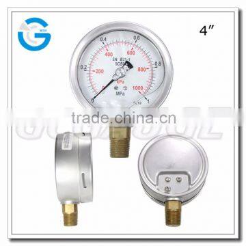 High quality 304ss 4inch pressure measurement manometer