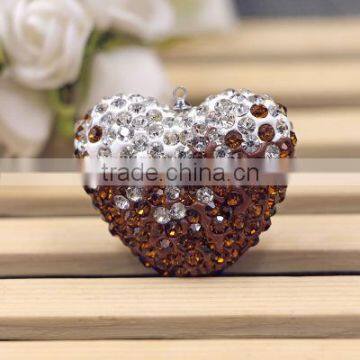 crystal and topaz color rhinestone lovely heart shape necklace charm accessory