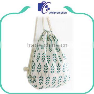 Print cotton canvas wholesale drawstring bags