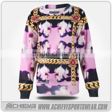 sublimation college crew neck sweatshirts for women with factory price