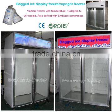 Upright Ice Merchandiser With 2-glass Door Bagged Ice Storage Bin Temp -12degree C photo-4