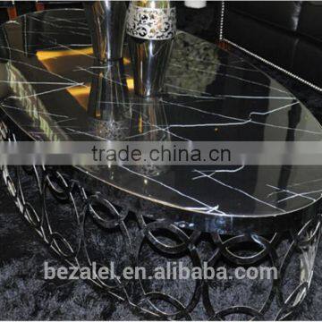 Black Ti-coated Stainless Steel Marble Tea Table