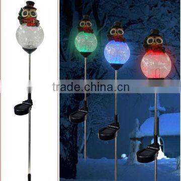 Polyresin owl on glass ball solar stake Christmas decoraiton solar garden light