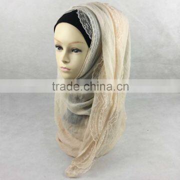 Wholesale Hot Infinity Cotton Hijab Scarf With Lace Around Muslim Pashmina photo-4