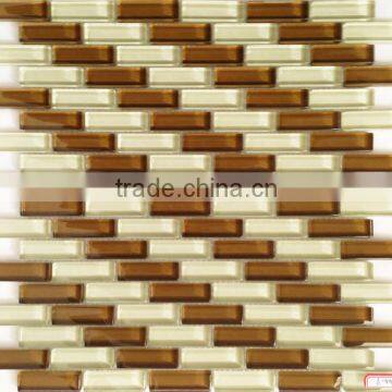 Popuar design strip crystal glass mosaic backsplash tile