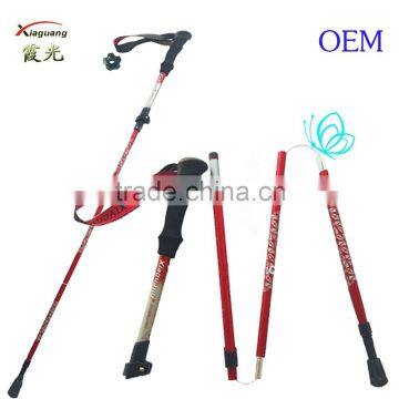 EVA grip telescopic aluminium 7075 folding outdoor walking sticks/trekking poles/hiking stick with fast lock system