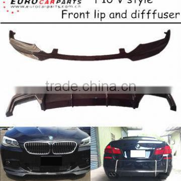 High quality Carbon fiber F10 V style front lip spoiler and diffuser for F10