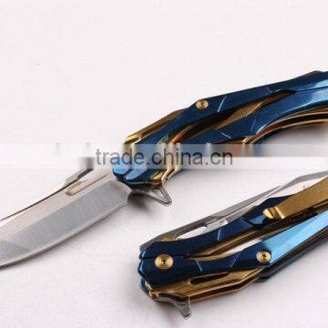 OEM 5CR15MOV steel blade Titanium surface folding knife with gift box