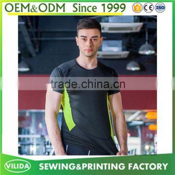 Hot sale fitness t shirt for men gym sport t-shirts quick dry fabric running t shirt for men wholesale