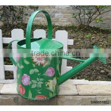 Garden Flower Full Color Painting Metal Watering Can