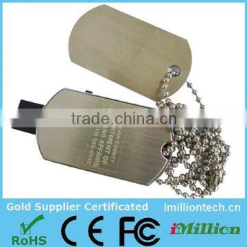 4GB Logo Engrave Metal Army Tag USB Flash Stick