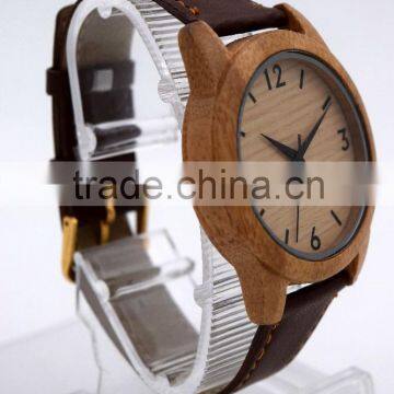 2016 High Quality Natural Bamboo Retro Round Dial Wood Watch photo-3