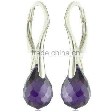 falak gems 925 Sterling Silver Natural Briolette Amethyst Leverback Earrings