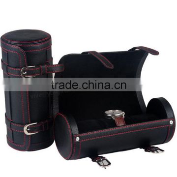 New design cylindrical PU leather watch box