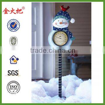 METAL Snowman Thermometer & Snow Gauge Holiday Decoration