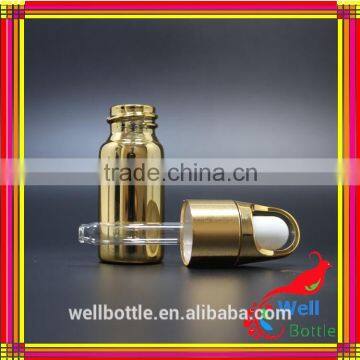 gold glass dropper bottle samples vial with metal dropper for essential oil packaging empty bottles 061R