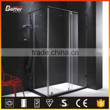 small prefabricated frameless 304SUS chrome rectangle sliding shower doors