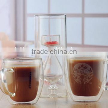 Factory supply double wall coffee cup with handle