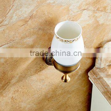 889F Hotel Use Bathroom Accessory Archaize Single Cup Carve Patterns or Designs on Woodwork Single Tumbler Holder