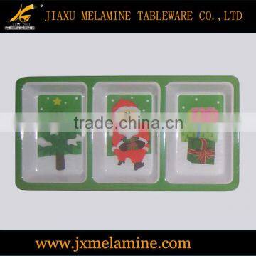 12" 3-sections christmas design melamine ware tray