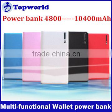 OEM factory wholesale 4800mAh wallet power bank 6000mAh 7200mAh 8000mAh 8800mAh 10400mAh with led