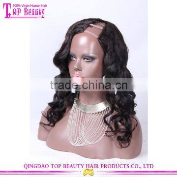 1b# Natural Black Color 150% Density Loose Wave Cheap Swiss Lace Brazilian Human Hair Full Lace Wig Cheap Human Hair U Part Wigs photo-3