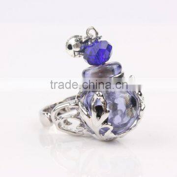 Fashion Mini Glass Bottle Women Perfume Finger Ring Size Adjustable Essential Oil Rings Scent Ring