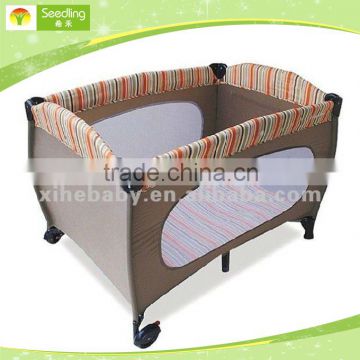 Portable easy Folding Baby Playard 150D Nylon Fabric baby playpen with two side mesh