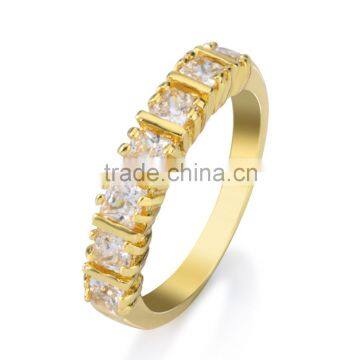 2016 Alibaba yellow gold plated ring pave white cubic zirconia for wedding engagement