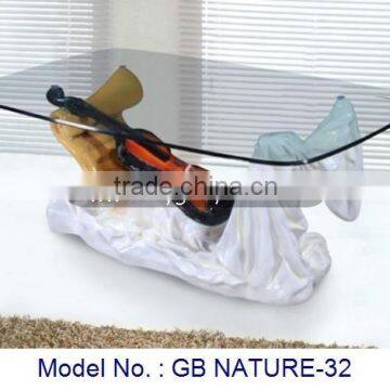 Fancy Glass Coffee Tea Table With Violin Decoration In Unique Design For Home Living Room Center Uphosterly Special Furniture