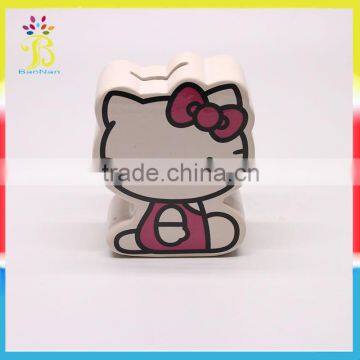 Custom cute design ceamic kitty coin bank made in china