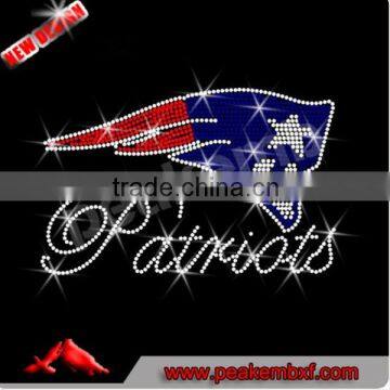 Patriots Hotfix rhinestone transfer Wholesale Rhinestone Applique