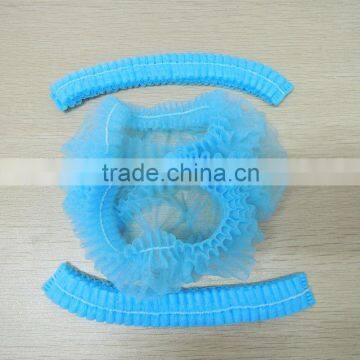 disposable breathable light blue bouffant caps