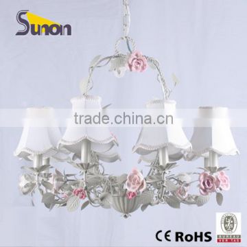 SD0680-8 JiangMen European Style Iron Ceramic Flower Hanging Lights/Chandelier With Court Shade